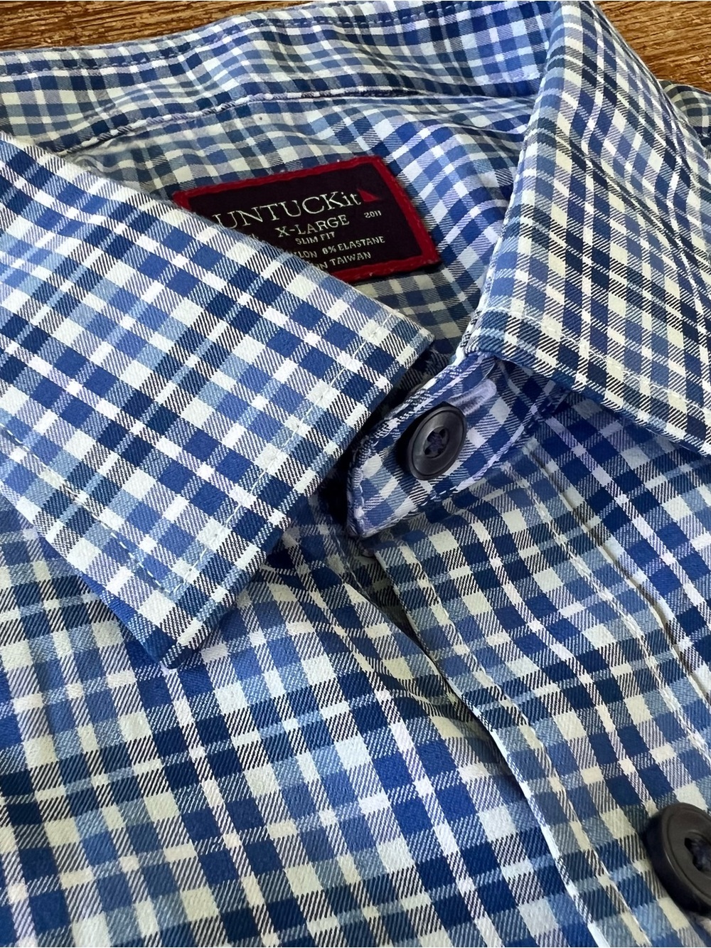 UNTUCKit Nealer Plaid Short Sleeve Performance Shirt Slim Fit Blue Green Men XL - Picture 5 of 12